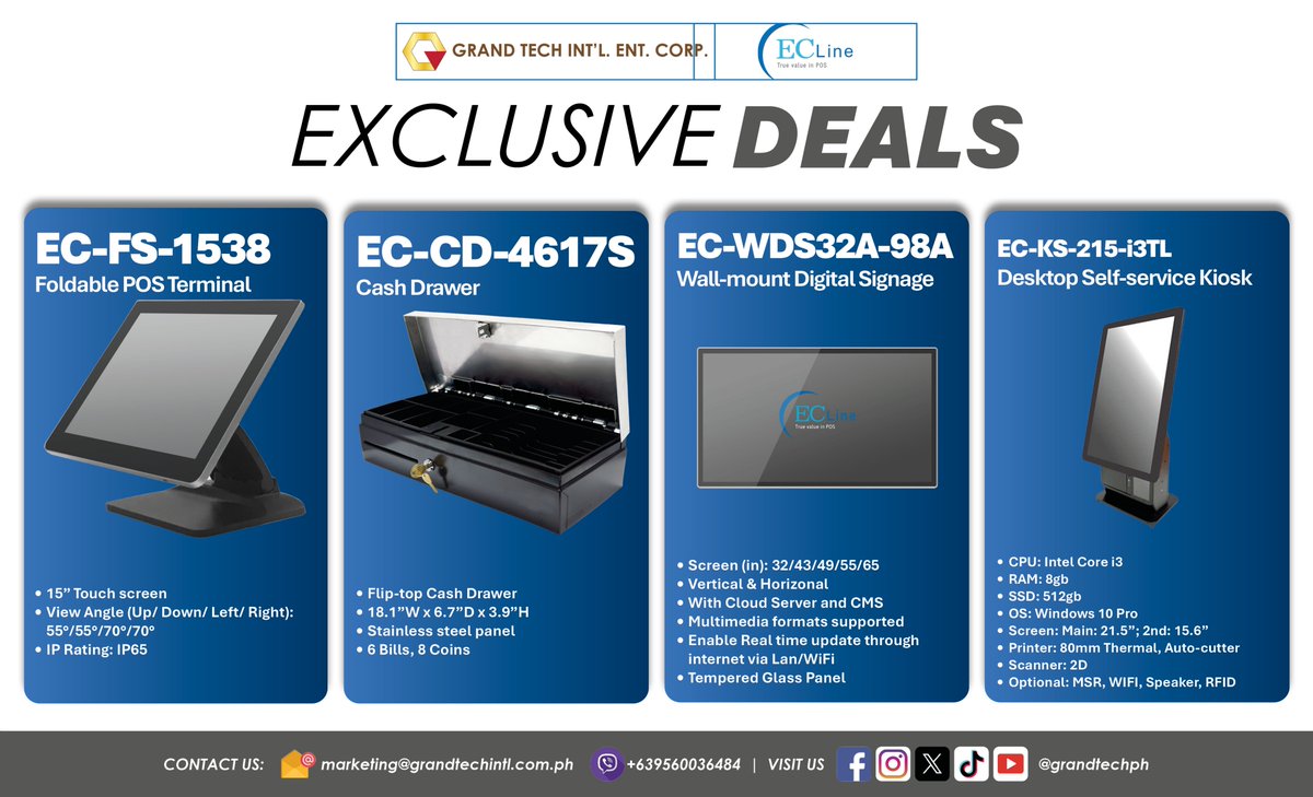 grandtechph's tweet photo. GRAND TECH EXCLUSIVE DEALS
11 June 2026
#Canon, #Epson, #ECLine, #HiStone, #Allthings, #iMIN, #Honeywell, #Urovo, #Thomson, #SOTI, #Wacom, #Tiandy, GRAND TECH #Consumables
Distributed by GRAND TECH INTL ENT CORP
marketing@grandtechintl.com.ph
Viber: +639560036484 https://t.co/mfUFqVJbmE