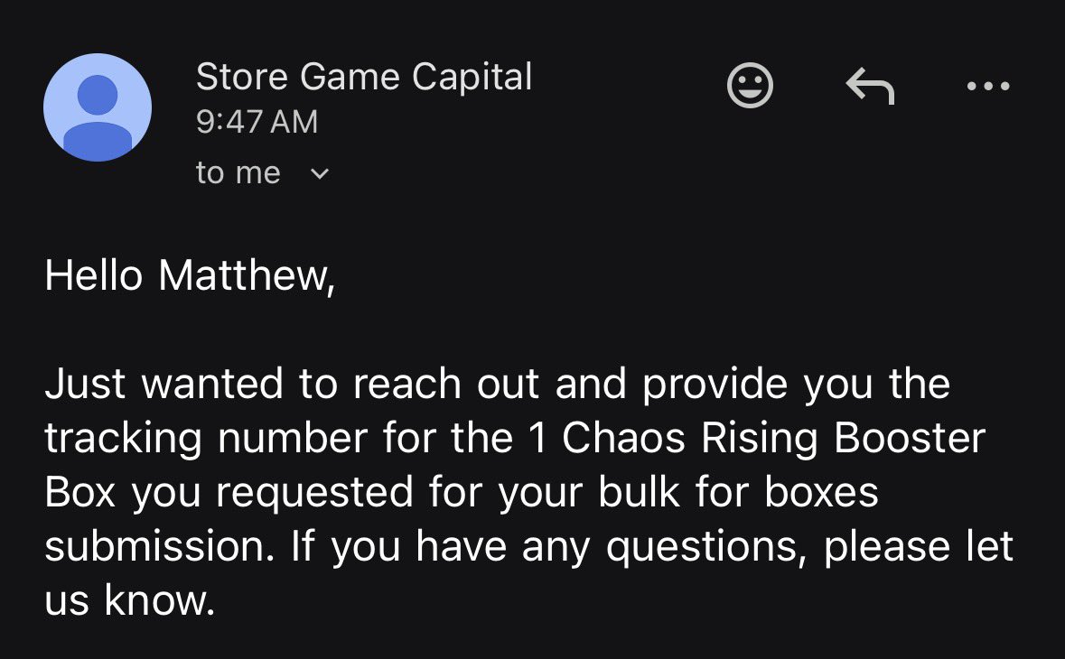 THEPOKEPLATEAU's tweet photo. I got scammed so bad by @TheGameCapital they’re sending me a Chaos Rising Booster box!

All I had to do was send them 8k cards! Extra points for using my full name ✅ https://t.co/ZFi3VeESAC