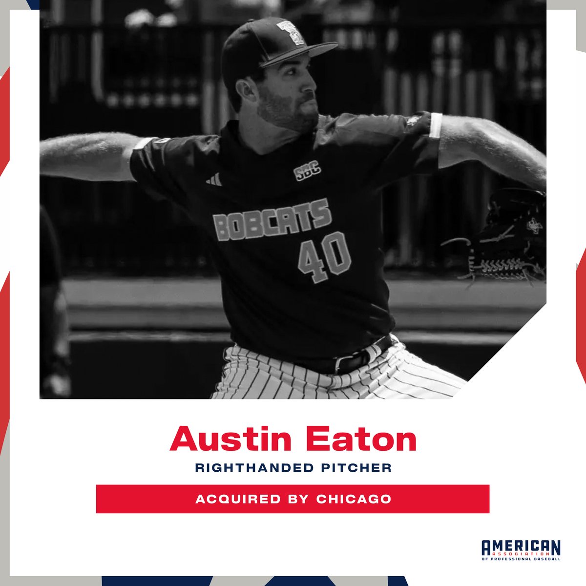 AA_Baseball's tweet photo. June 10 Transaction: @TheChicagoDogs acquired RHP Austin Eaton from @washwildthings (Frontier League) for a player to be named later.

Eaton previously pitched collegiately for @txstatebaseball and @navarrobasebal1. https://t.co/DMtizWHCuw