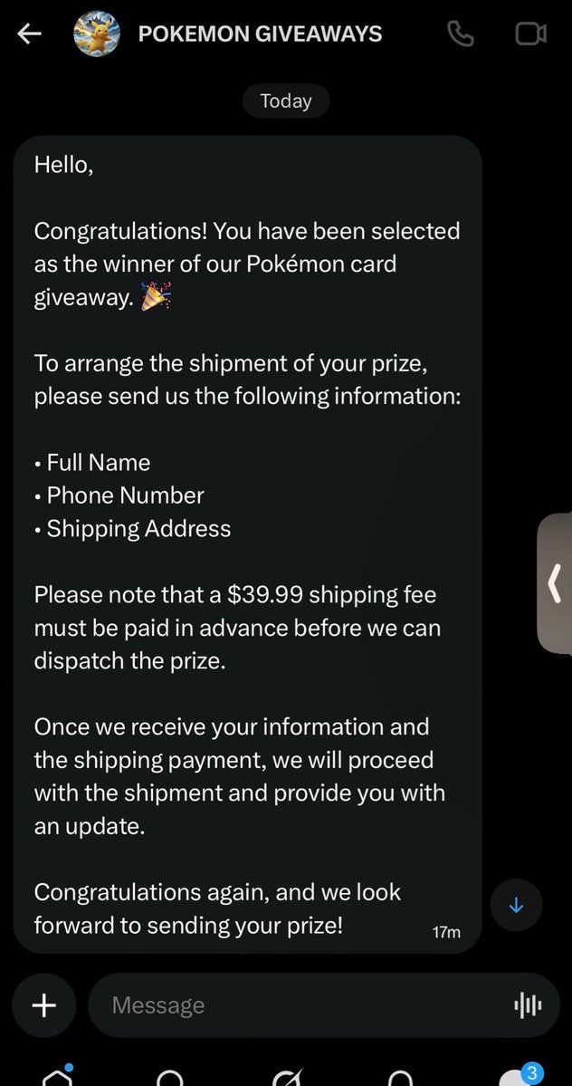 KSquared2015's tweet photo. 🚨🚨🚨 ANOTHER SCAMMER ALERT 🚨 🚨🚨

This account is from Turkey @mrpersieGW 

I’m sure they sent this same message to A LOT of people hoping some people would actually send them money 🤦🏻‍♂️

DO NOT EVER SEND ANYONE MONEY IF THEY CLAIM YOU WON A GIVEAWAY. 

Please RT for awareness! https://t.co/wxhEuLPczx