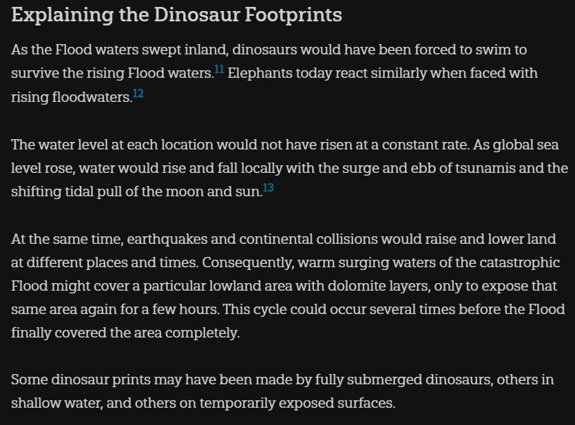 BiggerTerror's tweet photo. @23rdPlayable @creationnews I still don't see how that's relevant. also, stratigraphic refers to strata. you can't have a stratigraphic gradient w/o strata.

as for the footprints... https://t.co/56cshtZgjc