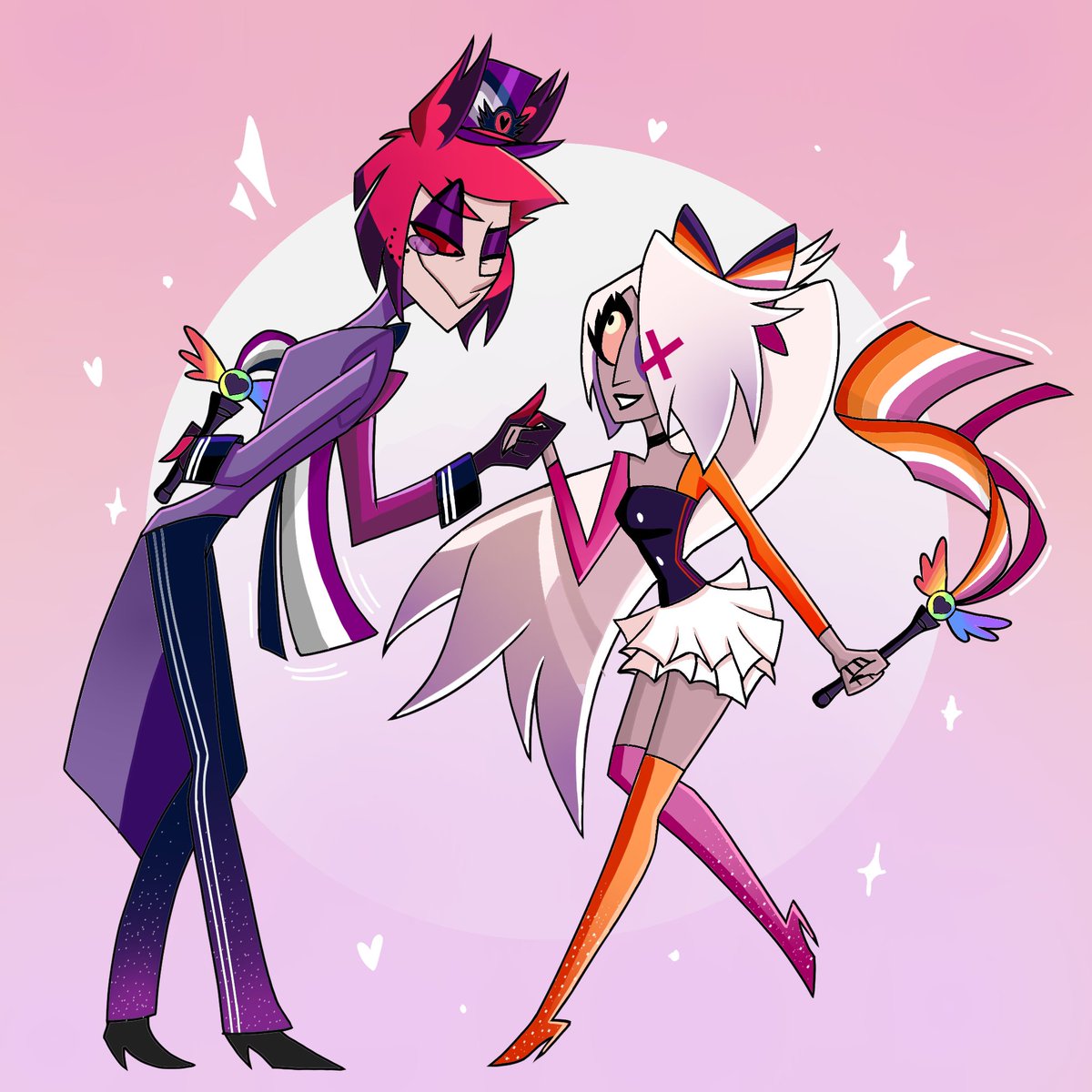 MothsInHell's tweet photo. I finished early... 
🏳️‍🌈✨
#Vaggistor #Alastor #Vaggie #HazbinHotel https://t.co/NIe1MpUv3a