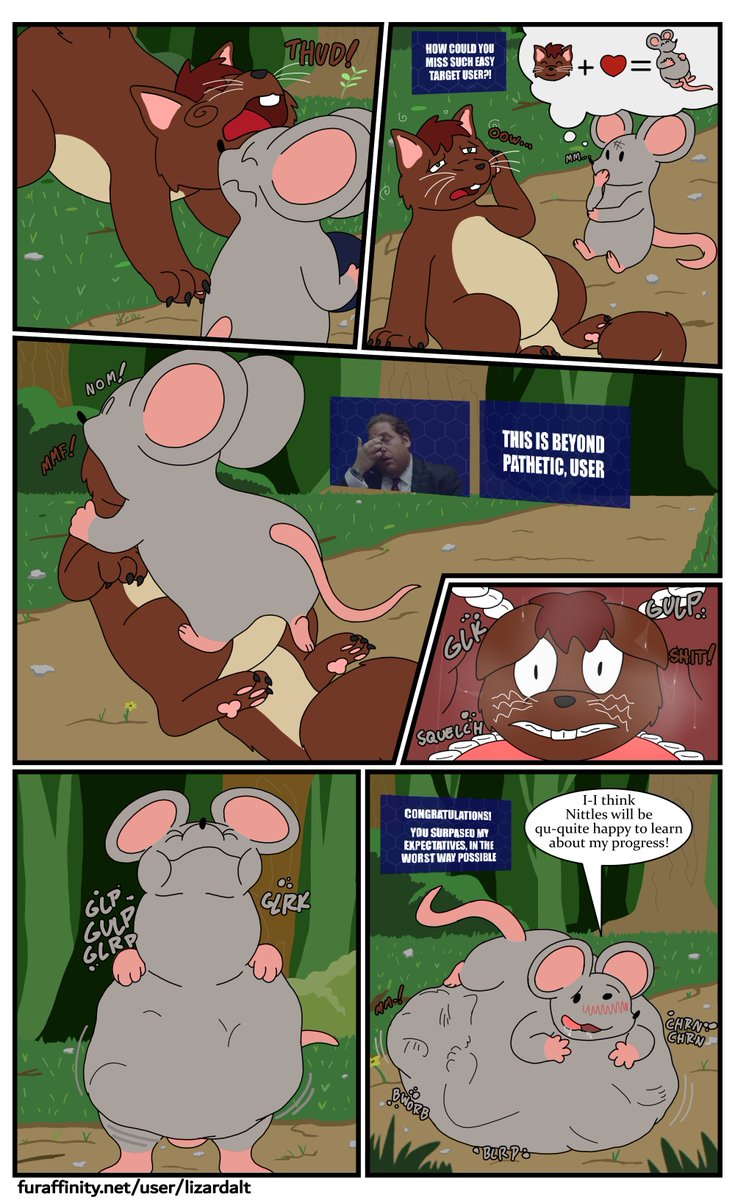 Lizarddude812's tweet photo. Bit of an alt ending for my comic 'That time I reincarnated as a squirrel' sort to speak, I had more fun than I should've with this, heh

#vore #vore_art #furry https://t.co/fORctFPKhG