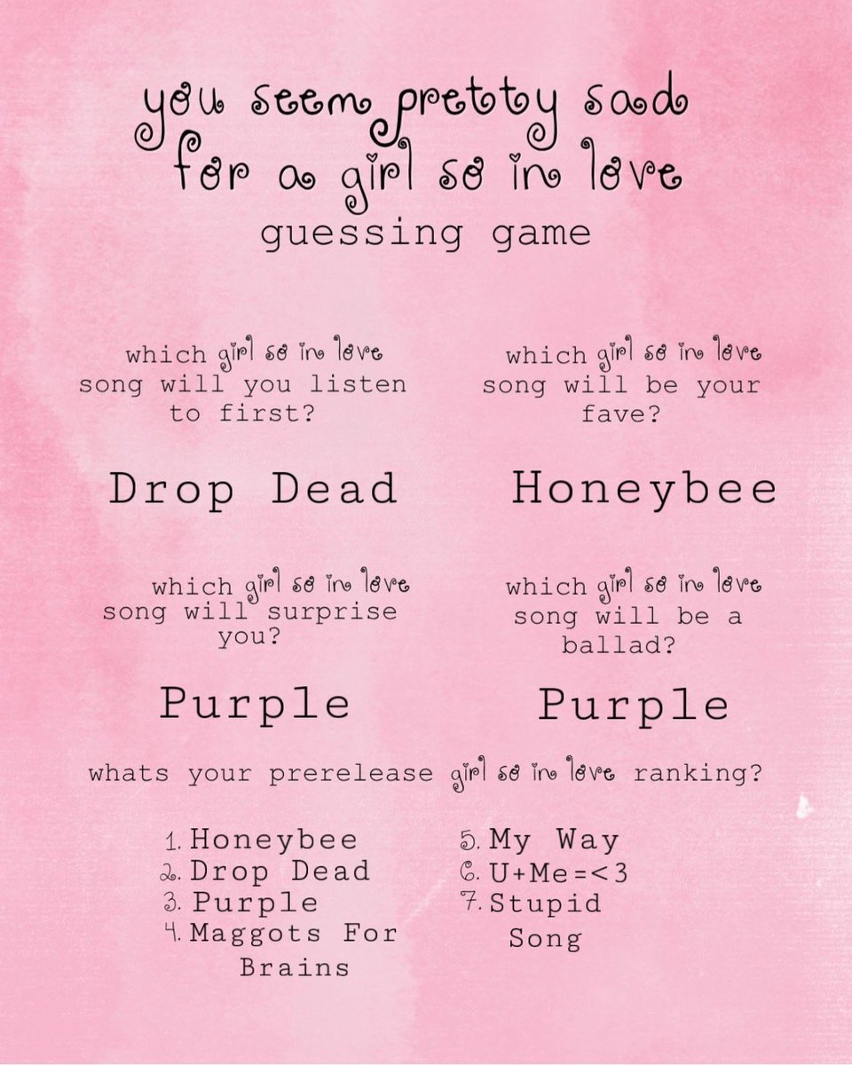 swiftthreads13's tweet photo. Here are my guesses for #youseemprettysadforagirlsoinlove 🩷🩵 I cannot believe this album comes out in 1 day! I'm so excited! 🥹🫶🏻 https://t.co/1BTLe5Suc9
