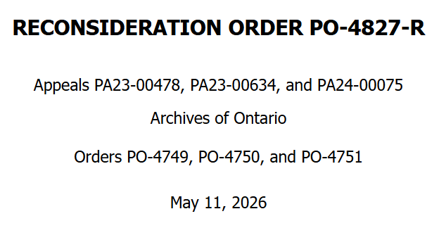 AMReformatory's tweet photo. We worked hard to break down this barrier.

Three years. Multiple IPC orders. Dismissed reconsideration requests.

The YCJA does not retroactively restrict access to records solely because an individual was under 18 while incarcerated at Mercer.
PO-4827-R  https://t.co/fWBxeDZW1K https://t.co/6ITQQ12wct