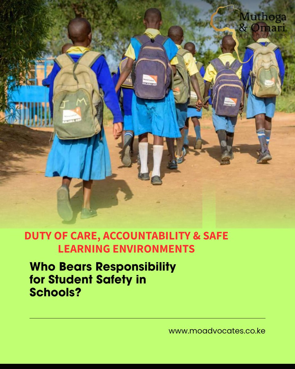 C_Muthoga's tweet photo. WHO BEARS RESPONSIBILITY FOR STUDENT SAFETY IN SCHOOLS?

Schools have a duty of care to provide safe learning environments through proper supervision, infrastructure, and preparedness.

However, student safety is not theirs alone—parents, policymakers, and society all share the responsibility.

Recent events highlight the need for stronger accountability and preventive measures in our education system.

What measures do you think can improve safety in schools?
https://t.co/Dyz9BcCPcZ
#Education #StudentSafety #DutyOfCare #LegalAwareness