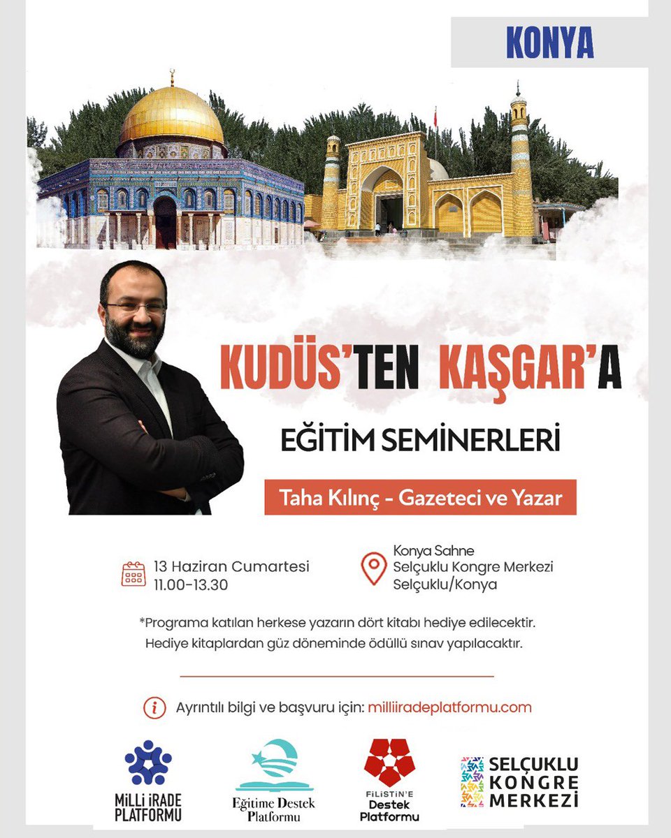 scckonya's tweet photo. Filistin ve Doğu Türkistan’ın yakın tarihine ışık tutan “Kudüs’ten Kaşgar’a” Seminer Programı, katılımcıları tarihsel süreçler ve güncel gelişmeler üzerine düşünmeye davet ediyor. Seminer, okuma ve yarışma aşamalarından oluşan bu özel program SKM’de katılımcılarıyla buluşuyor. https://t.co/S7V57UO0OO