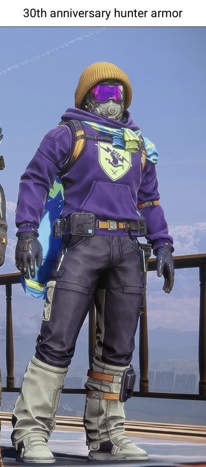 SovietK9Real's tweet photo. @Zavallr I’ll never forget Bungie just threw Hunters a hoodie, cargo pants, and space nikes for the 30th anniversary armor https://t.co/ridWGo1VO2