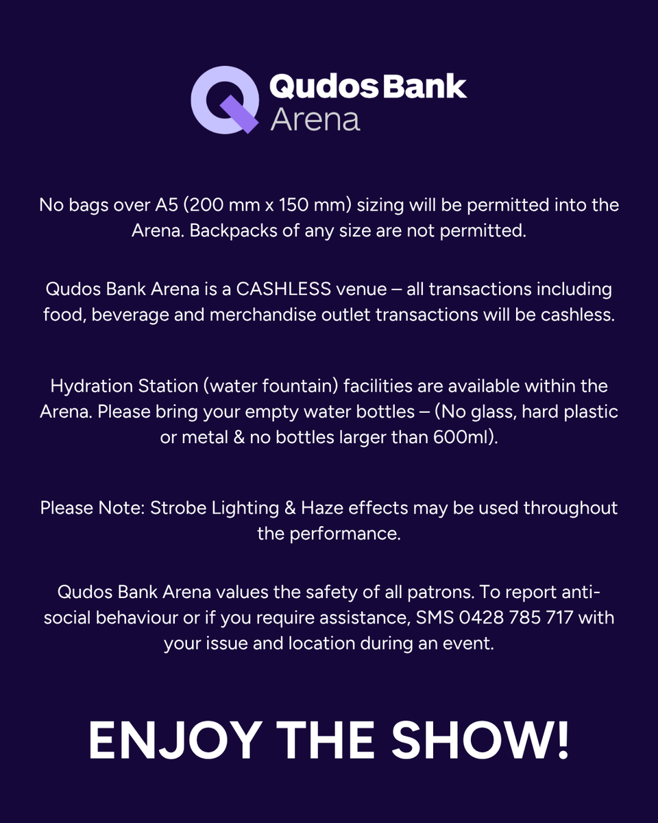 qudosbankarena's tweet photo. @IVEstarship takes over Qudos Bank Arena this Saturday 13 June, for a spectacular night of live music.

Here’s everything you need to know before the show.

Limited tickets remain via https://t.co/haS2zZmznZ https://t.co/Z7KHbHDLyU