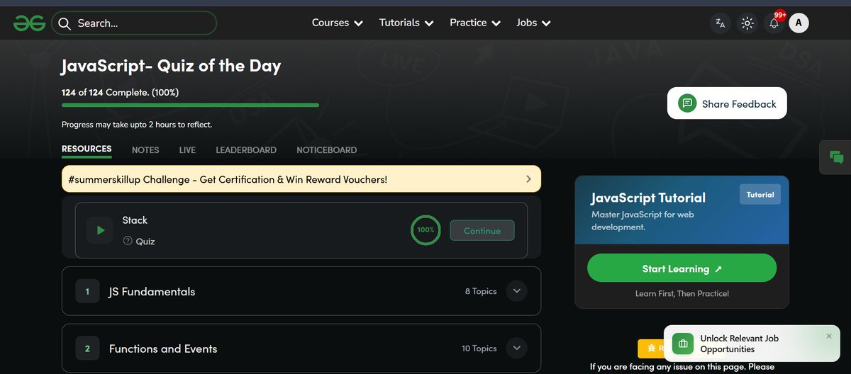 am_u_u01's tweet photo. Day 23/30: Completed today’s JavaScript Quiz on Stacks Learned how stacks follow the Last In, First Out (LIFO) principle and are used in scenarios like function calls, undo operations, and expression evaluation.
link: https://t.co/PZEa9x9LMa
#skillupwithgfg #summerskillup https://t.co/4iJbD45UlT