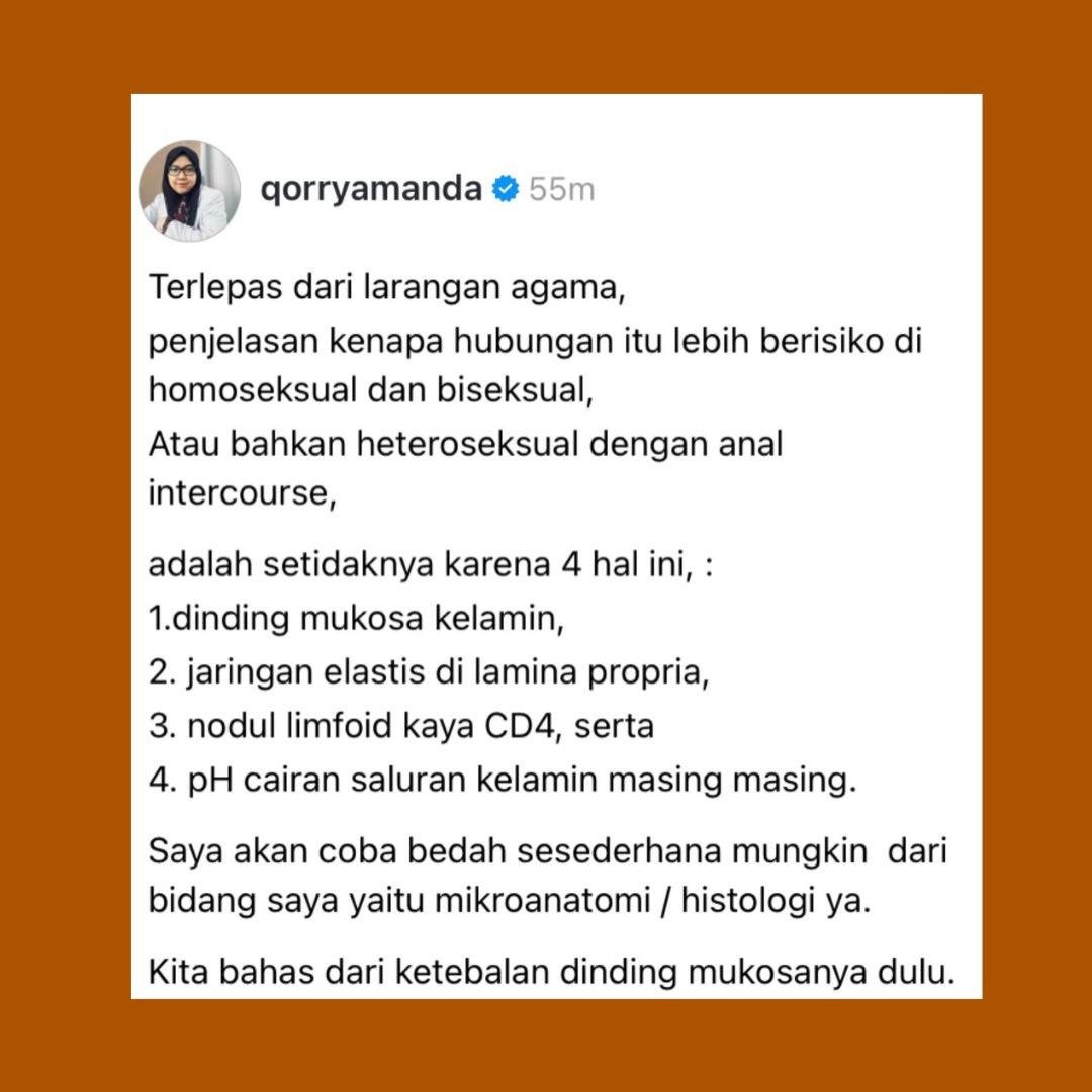 BilalFahrur's tweet photo. Penjelasan secara teologis udah pernah...

Nih, bagi yg masih defense utk melalukan homoseksual, biseksual atau heteroseksual, ada penjelasannya dari sains 👇

(1/3)

Cc :qorryamanda_threads https://t.co/4Cy6iI6BQw