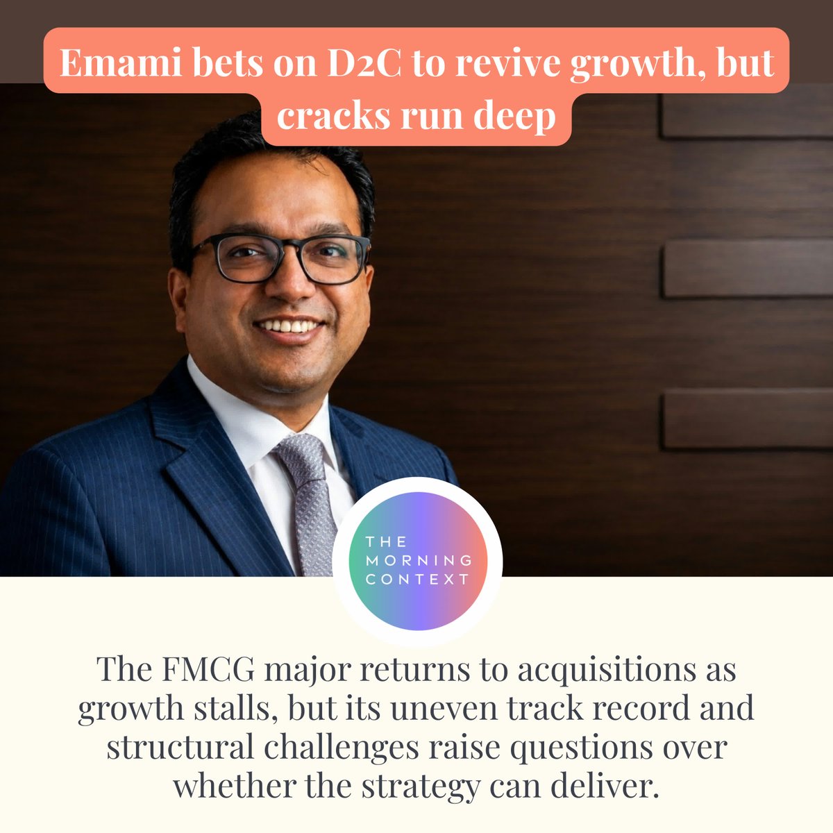 MorningContext's tweet photo. Emami is betting on acquisitions to revive growth. But its mixed track record raises questions.
@DevikaSingh29 writes for @MorningContext. Check comments for story link. https://t.co/hqkTJXdcsy