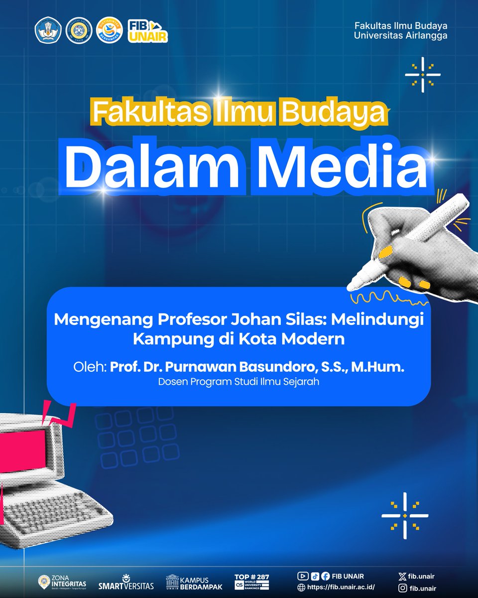 FIB_Unair's tweet photo. Mengenang Profesor Johan Silas: Melindungi Kampung di Kota Modern oleh @purnawanbasundoro Dosen Program Studi Ilmu Sejarah

Jawa Pos, 9 Juni 2026 https://t.co/MAExxf4DEV