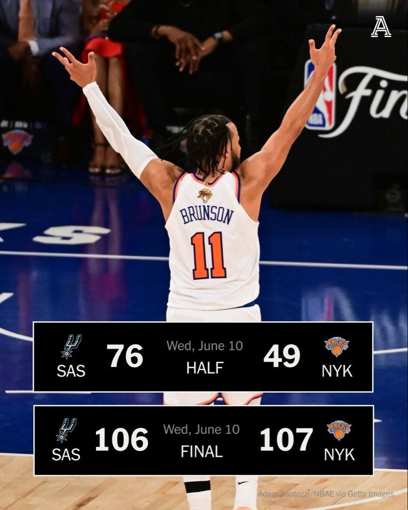 DyrolJoyner's tweet photo. Are you serious! Largest comeback in NBA Finals history! #Knicks #Spurs #NBAFinals https://t.co/FRNgBCnpi2