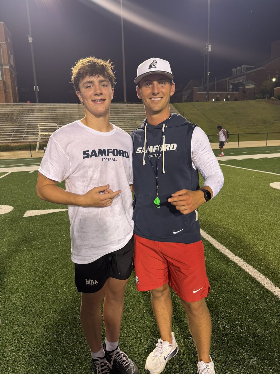 Jack_mcDonald4's tweet photo. Had a great day at the @SamfordFootball camp. 

Thank you @DrewSwinney5 and @brice_whitley3 for taking the time to talk with me and work with me throughout the day. Grateful for the opportunity to compete and learn from the staff. 
#ClassOf2029 #GoDogs https://t.co/X6M2XsKtjy