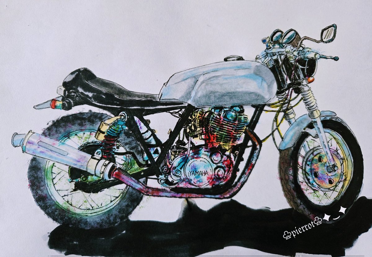 カフェレーサー YAMAHA SR400 ルシファーズハンマー 悪魔の鉄槌 #落