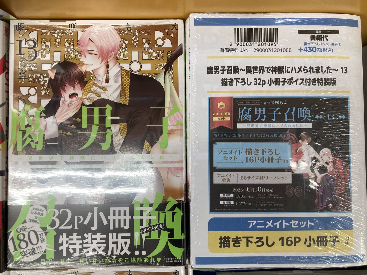 animateimte's tweet photo. 【書籍入荷情報】
・腐男子召喚～異世界で神獣にハメられました～(13) 通常版/特装版
特装版 アニメイトセット【描き下ろし16P小冊子付き】

入荷いたしましたマッツ✨ https://t.co/L5JWRJXtrC