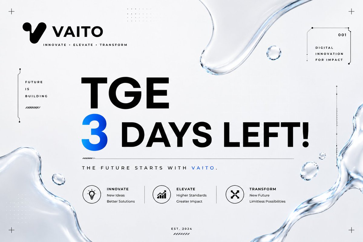 VaitoAiofficial's tweet photo. TGE IN 3 DAYS! 
The countdown is almost over.
In just 3 days, VAITO officially enters the next phase of its journey.

Official presale link: https://t.co/wNI9EYK0V7

PRESALE CELEBRATION GIVEAWAY 🎉
VAITO Presale, we're giving away a total of $250 to 5 lucky winners! 🚀

How to join: 
✅ Like this post 
✅ Retweet 
✅ Comment your wallet address