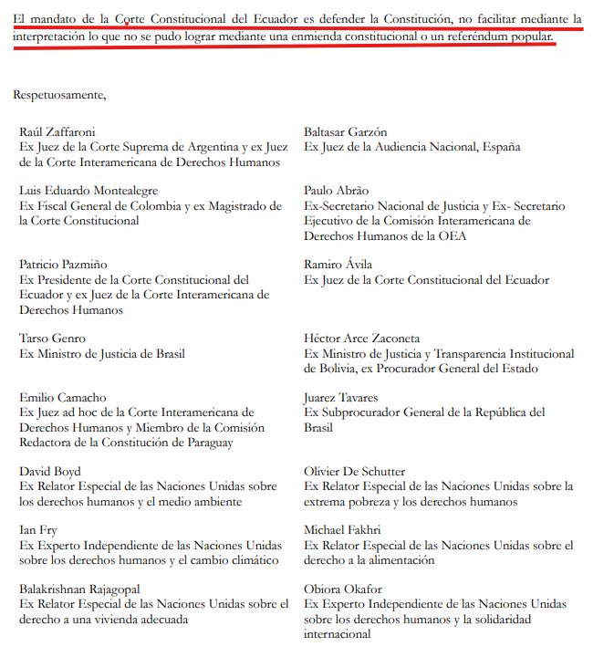 dolarizacionEc's tweet photo. JURISTAS DE ALTO NIVEL CUESTIONAN SERIAMENTE A LA @CorteConstEcu POR TRAER DE VUELTA EL ARBITRAJE INTERNACIONAL, A PESAR DE LA PROHIBICIÓN ESTABLECIDA EN EL ART 422 Y DE HABER SIDO RECHAZADO EN LAS URNAS. 

Exautoridades, exjueces y exrelatores de Naciones Unidas instan a la @CorteConstEcu  a que su fallo contenido en el Dictamen 19-25-TI/26A relativo al Tratado Bilateral de Inversiones(TBI) entre Ecuador y Emiratos Árabes sea coherente en relación a su entendimiento del artículo 422 de la Constitución contenido en fallos anteriores (2010-2023), al haberse declarado la inconstitucionalidad de múltiples tratados internacionales que incluyeron arbitraje internacional inversionista-Estado (ISDS por sus siglas en inglés).

En el siguiente post 👇🏼se puede acceder a la carta abierta enviada a la @CorteConstEcu, publicada originalmente en EL PAÍS de España.