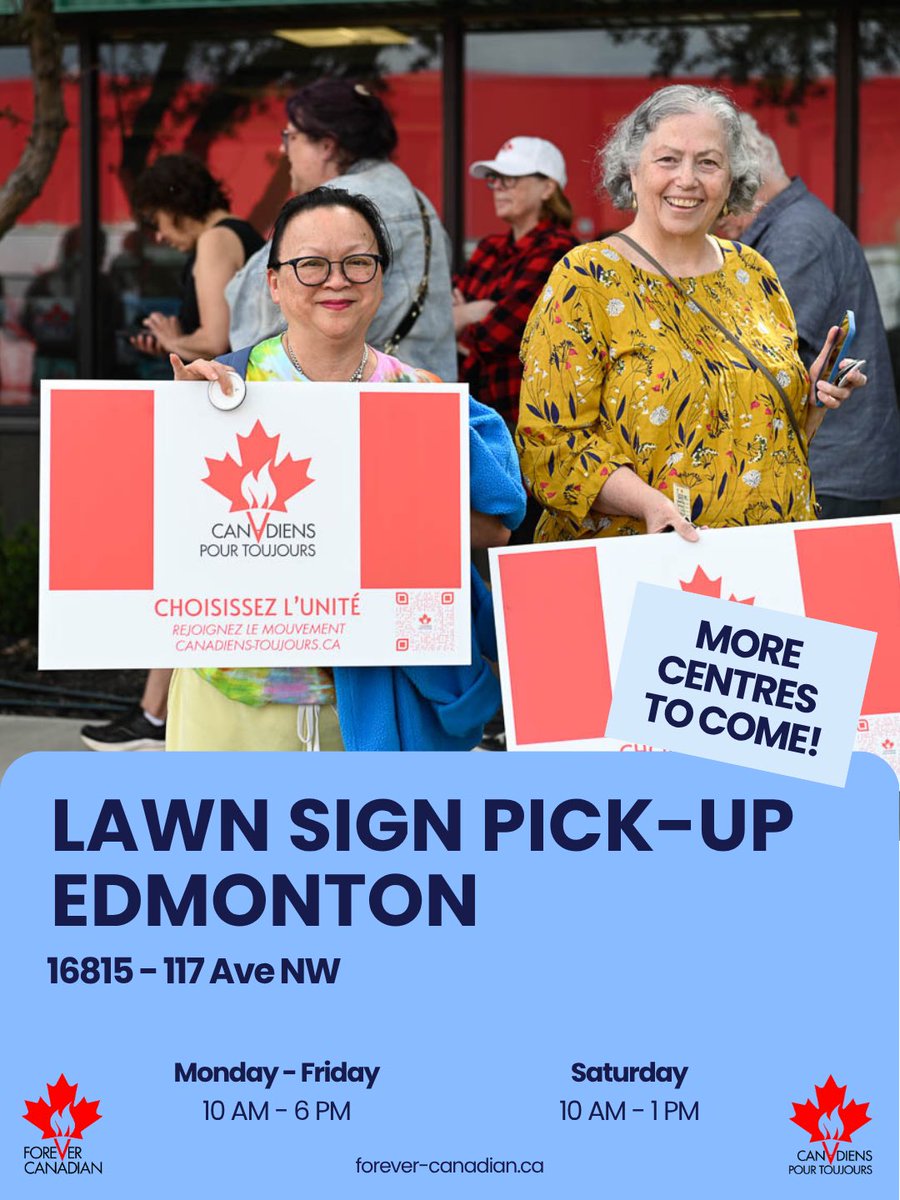 LukaszukAB's tweet photo. EDMONTON, anyone in or near Edmonton can claim their #ForeverCanadian lawn sign at our campaign headquarters.

Please stop by.

#Yeg #ableg https://t.co/ug1VoB8YkC