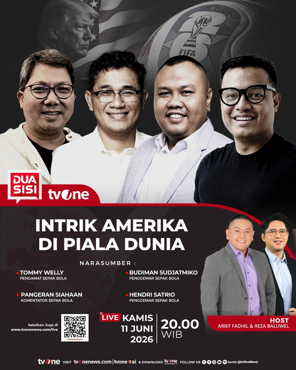 Nonik_988's tweet photo. Intrik AS di Piala Dunia tak cuma di lapangan—ada FIFA Gate, boikot politik, tiket mahal. Kamis, 11/06 pukul 20.00 WIB, nonton live bareng @budimandjatmiko  &amp; Hensat!
_ https://t.co/ZWQyjsJDas