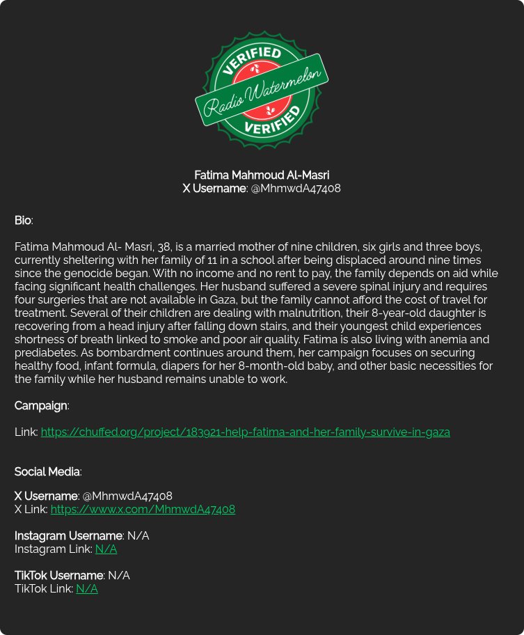 mearajbhagad's tweet photo. #VerifiedByRadioWaterMelon 
KIndly help in any possible way you can.
Like, retweet, donate, quote,  share, comment, pray.
#FreePalestine 🇵🇸 .
https://t.co/mXnJhCKnZE https://t.co/0XuvP0Yxtw