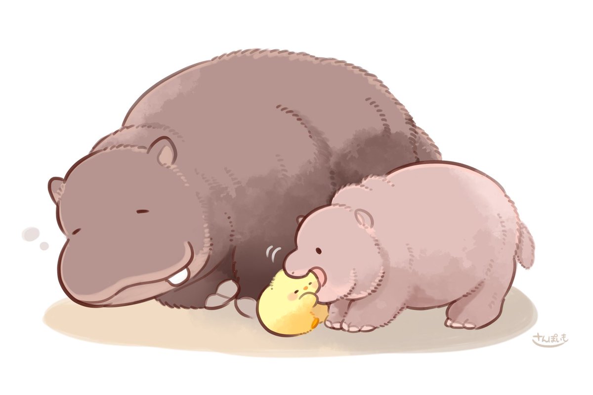 sanpoimo's tweet photo. もしももふもふだったなら🦛🐥 https://t.co/gJknHOZE7L
