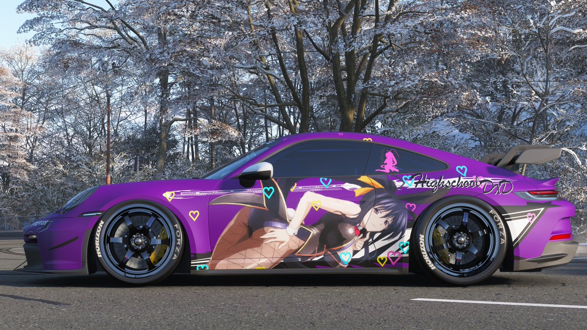 RianSiou's tweet photo. 本日もペタペタ
ハイスクールDxD　リアス＆あけの
いつもながら職人さんに感謝(n*´ω`*n)

#ForzaHorizon６ #痛車 https://t.co/wIRK074TYO