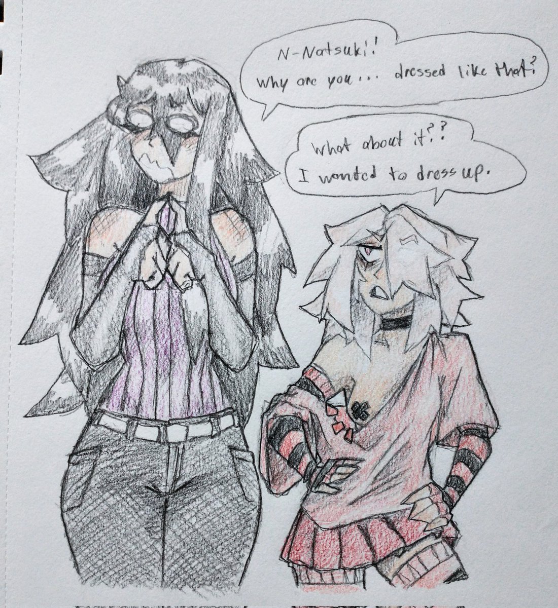 Father_Droc's tweet photo. Originally I just wanted to draw Yuri and Natsuki in fun little outfits but it morphed into its own little thing.

#art #nsfw #ddlc https://t.co/gdHFHooLSb