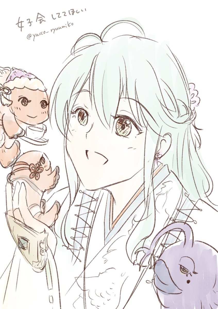 yucco_ryuumiko's tweet photo. 灯ちゃんと精霊の女子会眺め隊によるらくがき。あと女子は誰ですか！！ https://t.co/nFqiJd4s0Q