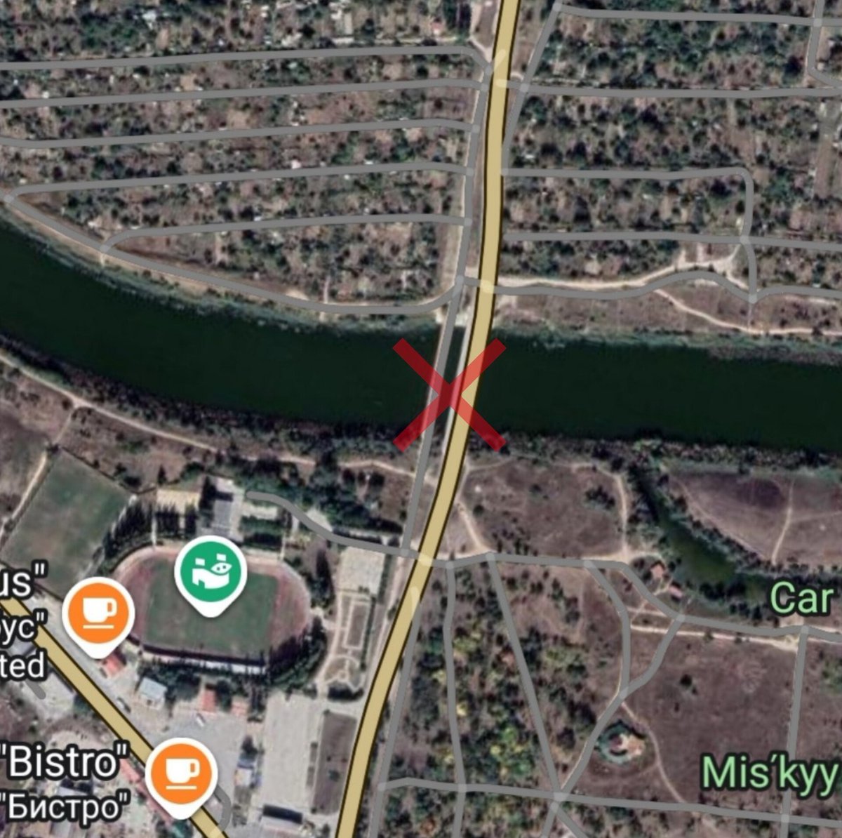 Exilenova_plus's tweet photo. One of the targets hit in the so-called Crimea was the bridge in Armiansk.

Now they will have to take a detour via the Armiansk-Kalanchak road, which is much closer to the LBS

We would like to add: there are high hopes that, given the current capabilities of the mid-range strike, it is entirely possible to render the bridges inoperable by regularly striking them.