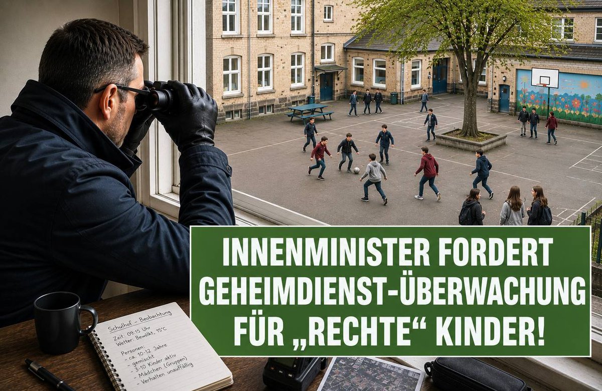 rebew_lexa's tweet photo. Kretschmers Innenminister will zukünftig "rechte" Kinder vom Verfassungsschutz beobachten lassen!

Wer beispielsweise im Schulunterricht der 7. Klasse die Regierung kritisiert oder sich wenig begeistert über die ungebrochene Massenmigration zeigt, könnte schon bald in den Akten des Verfassungsschutzes landen. 

Das sind Methoden der Stasi die man so in der DDR ebenfalls angewendet hatte.