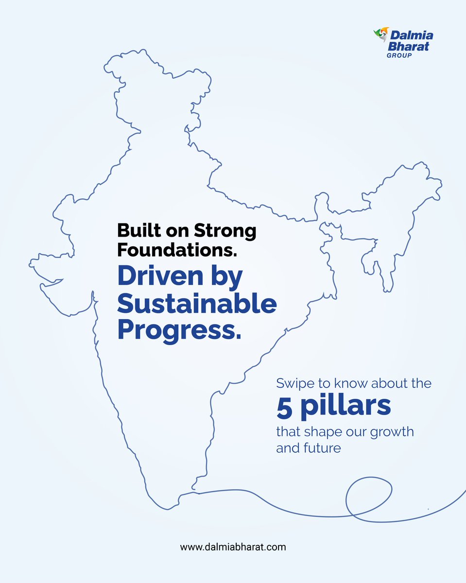 DalmiaBharat's tweet photo. Our pillars are more than principles, they shape a future where growth, innovation, and sustainability move together. From our people-first culture to pan-India expansion, Dalmia Bharat Group is built on trust to create a greener #ViksitBharat.

#DalmiaBharatGroup #Sustainability https://t.co/UcwroiuuuA