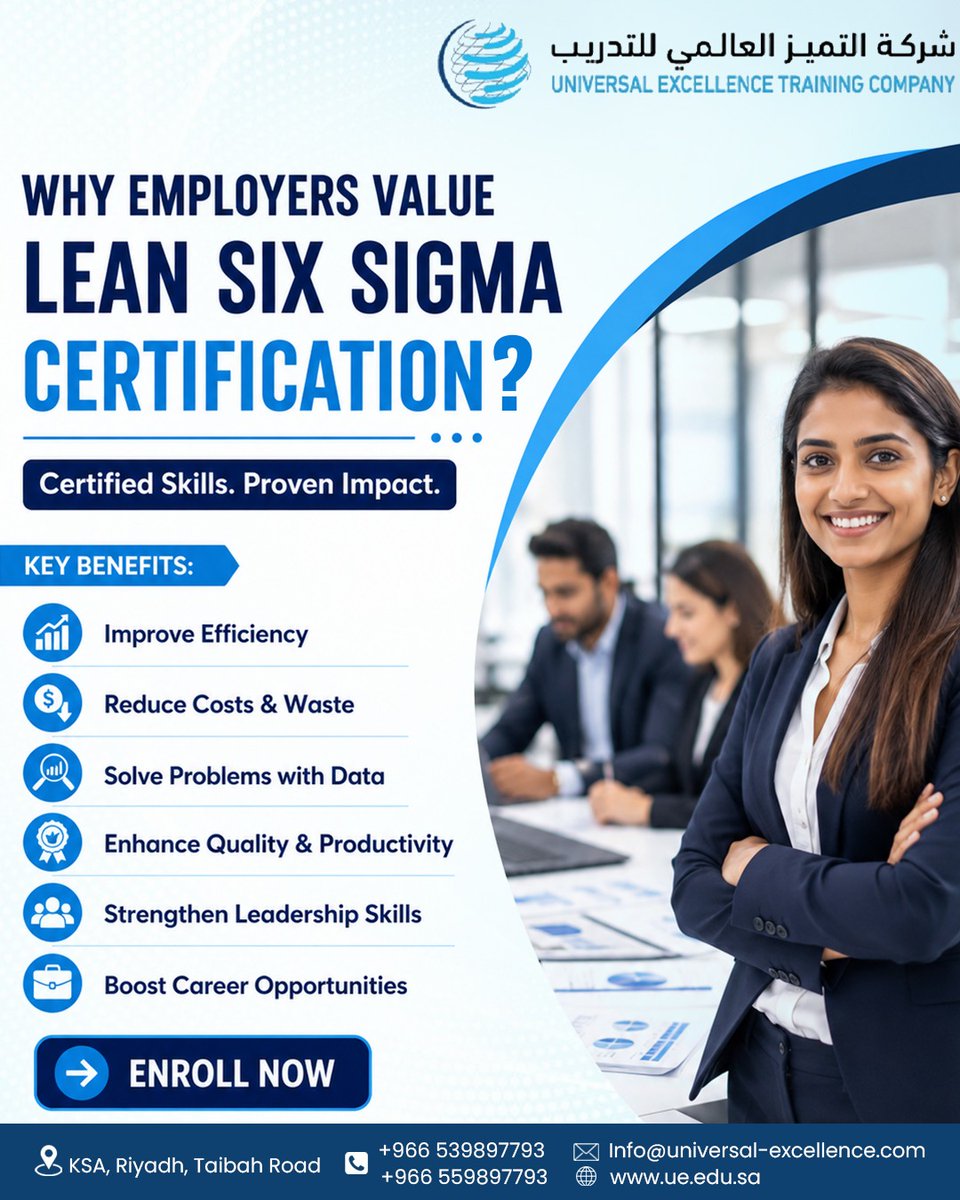 universal_uetcc's tweet photo. 📈 Stand Out in Today’s Competitive Job Market with Lean Six Sigma Certification! 📈

Organizations are constantly seeking professionals who can improve processes, reduce waste, and drive measurable results.
#LeanSixSigma #SixSigmaCertification #ProcessImprovement #Riyadh #KSA https://t.co/qWqvSntwEy