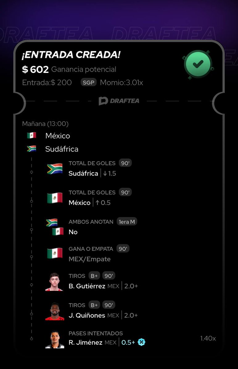 BernardoPicks's tweet photo. Hay promo de Raul Jimenez en @Draftea_Mexico para el inicio del MUNDIAL 🏆 🇲🇽 

Así la jugamos ⚽️ https://t.co/6z8jHpGTyG