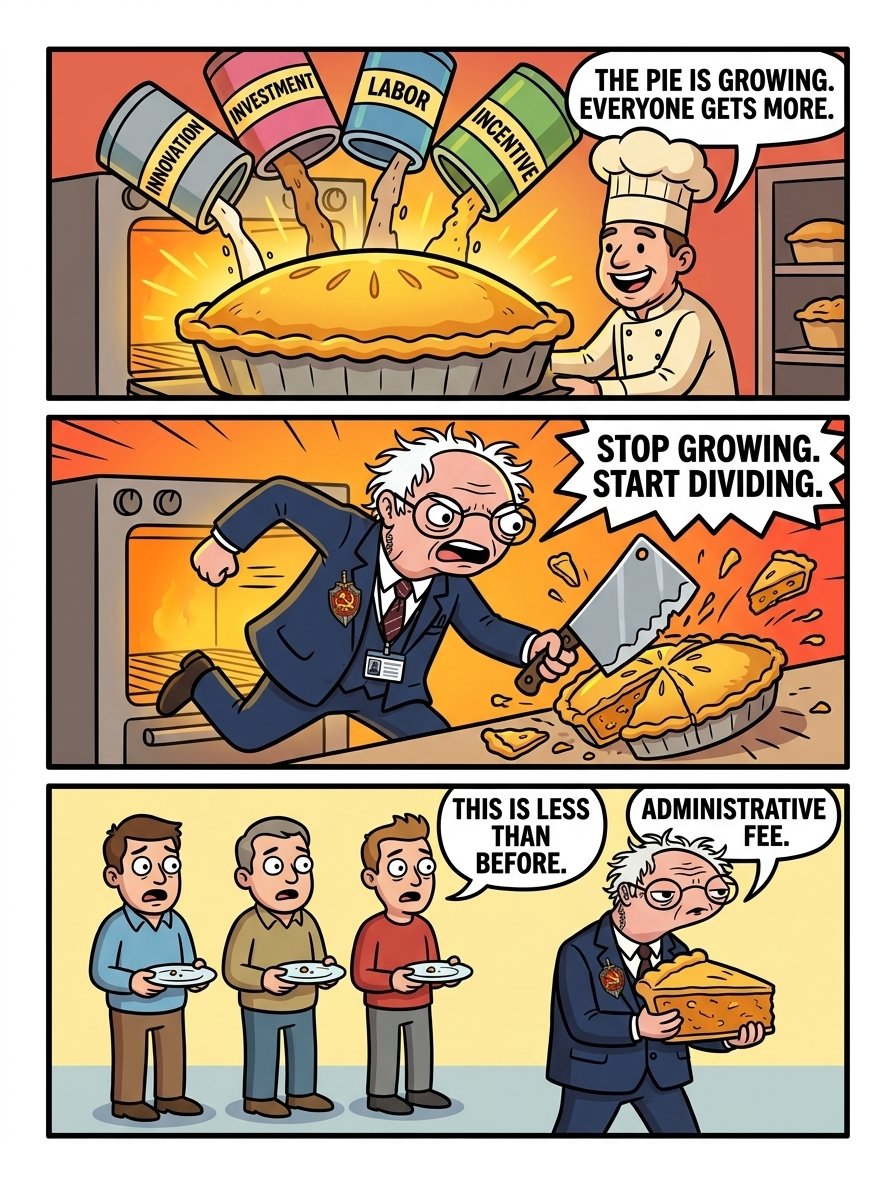 BurnieSendersX's tweet photo. Stop the pie from growing to divide it equally. ☭ https://t.co/vseZpveVFw