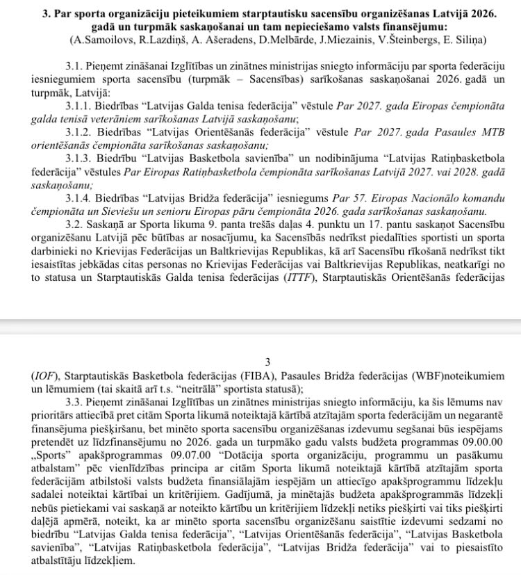 ivchix's tweet photo. Jā, tiešām, Latvijas Nacionālās sporta padomes 04.07.2026. sēdes protokols rāda: nekāda “apliecinājuma par finansējumu no ministriem” tiešām nebija. Šobrīd šis izskatās pēc “dodiet naudu, pasākums taču jau tūlīt! Ko, mums tagad visiem teikt, lai nebrauc?” https://t.co/Pmw3cZkJ99 https://t.co/BmXHL6u67e