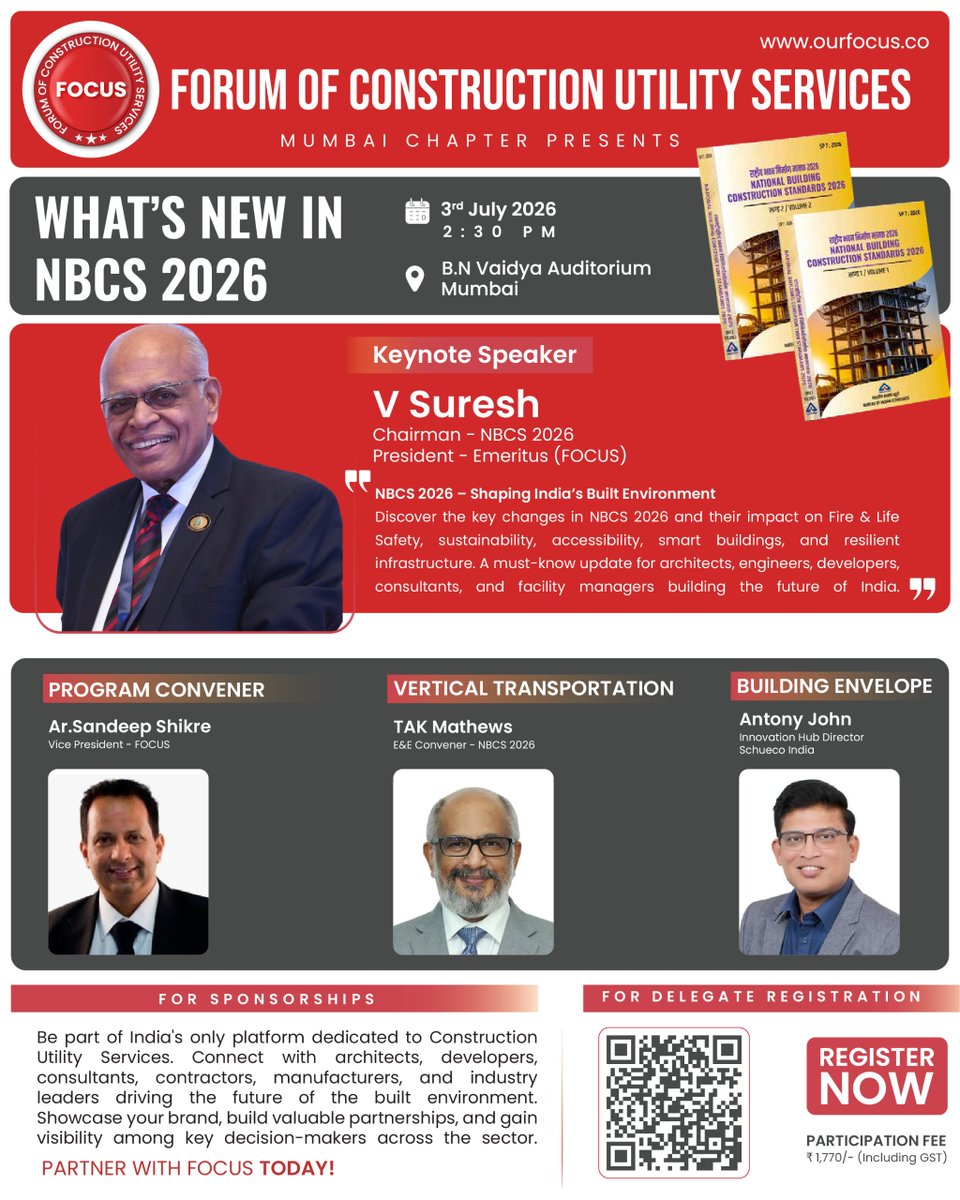 FOCUS21112020's tweet photo. India's building standards are evolving. Are you ready for #NBCS2026?
Join us on 3 July in Mumbai to explore the changes shaping safety, sustainability, &amp; smart buildings.
Register now
https://t.co/rXGtPPfKzZ
#NBCS2026 #ConstructionIndia #ArchitectureIndia #SmartBuildings https://t.co/nwyyerP2iL