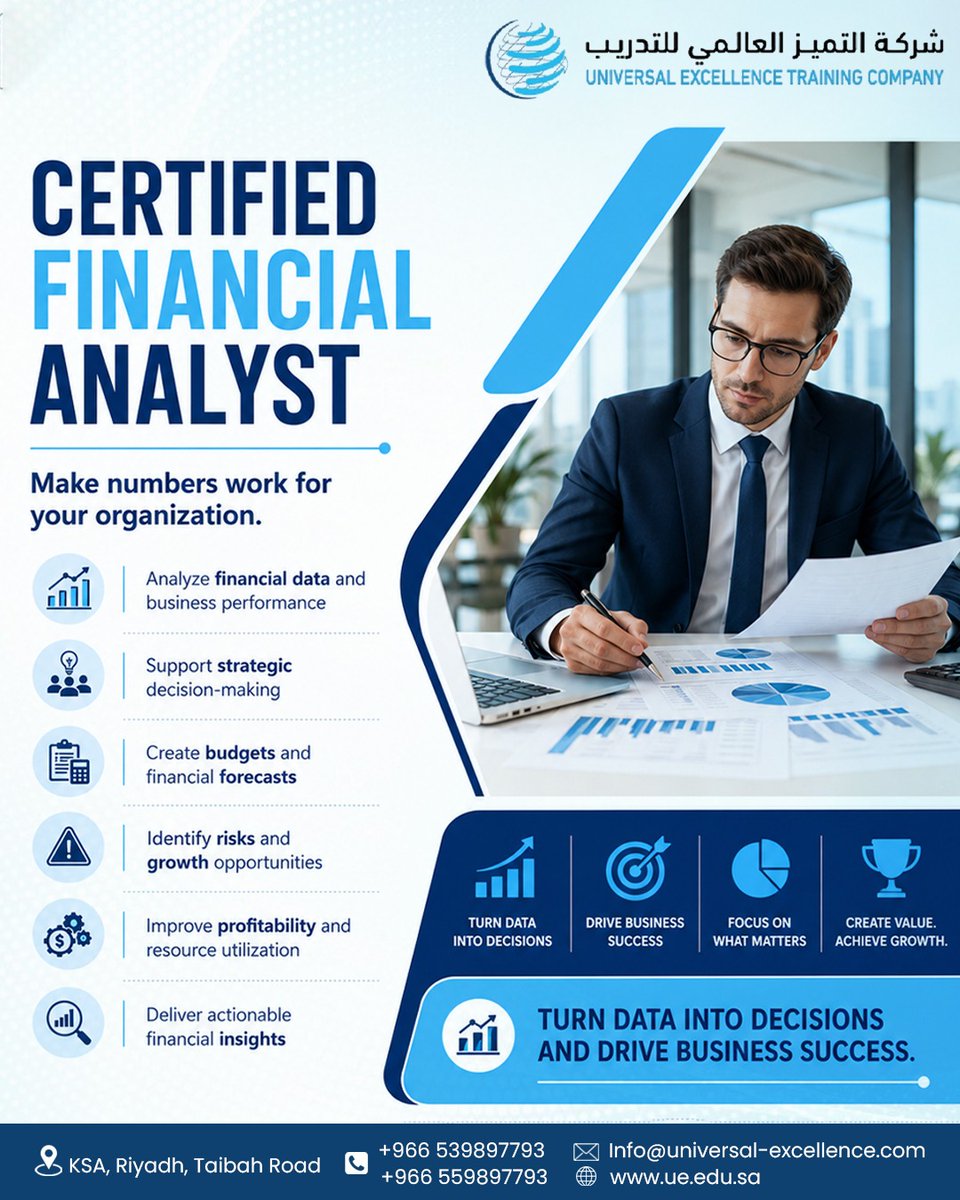 universal_uetcc's tweet photo. 📊 Transform Data into Strategic Business Success! 📊

In today’s competitive business landscape, organizations need professionals who can turn complex financial data into actionable insights. Become a Certified Financial Analyst and gain the skills to drive smarter decisions. https://t.co/nQc3sHJEDH