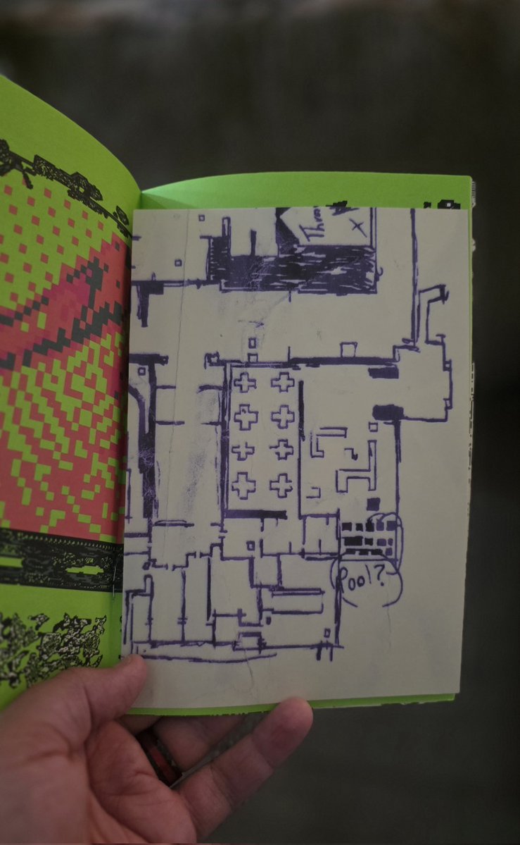 TheJacobMeyer's tweet photo. Got my Backrooms zine today, my map insert has the "pool?" section 😎 https://t.co/VmsF4upmhB