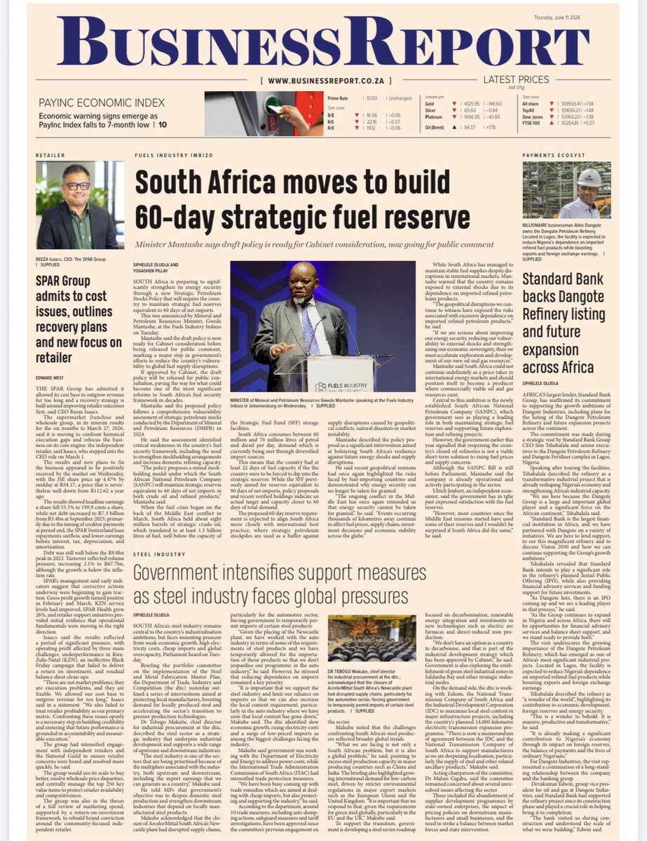busrep's tweet photo. Today's edition of Business Report is ready for you to read, make sure you get yourself a copy! You can also catch up on the latest business news throughout the day by visiting our website: https://t.co/eHTh2M0nyp https://t.co/MGGlTtdH0p