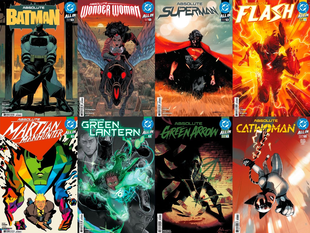 dcuworld's tweet photo. Which one is your favourite Absolute Universe title debut issue? https://t.co/lq4YDJf9Ee