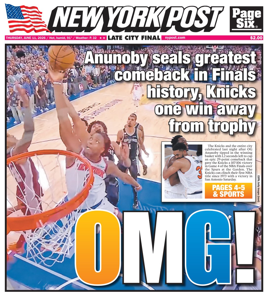 SPLAIN_IT's tweet photo. Phenomenal.... Still can't believe they pulled it off. One win away from greatness!!! @nypostsports https://t.co/HLBHoiZlUJ