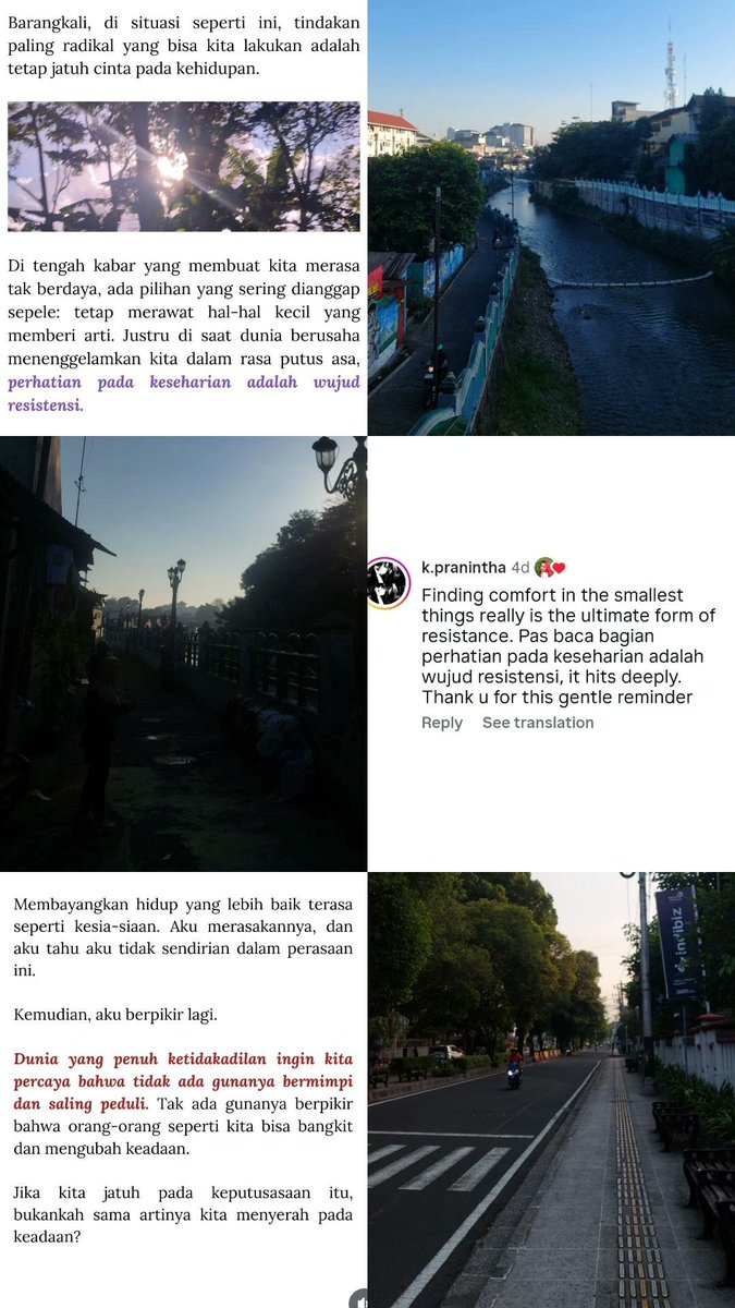 snifumm's tweet photo. lagi senang senang nya mindfull walkingg, semoga bertahan lama, bener bener paling engga shari itu hrus kena cahaya matahari, udara segar, jalan dikt juga gapapa biar fresh dan ga sumpek seharian di kos gak ngapa ngapain, sambil liat hal hal kecil di sekeliling yg jarang kenotice https://t.co/kzij0rB8MW