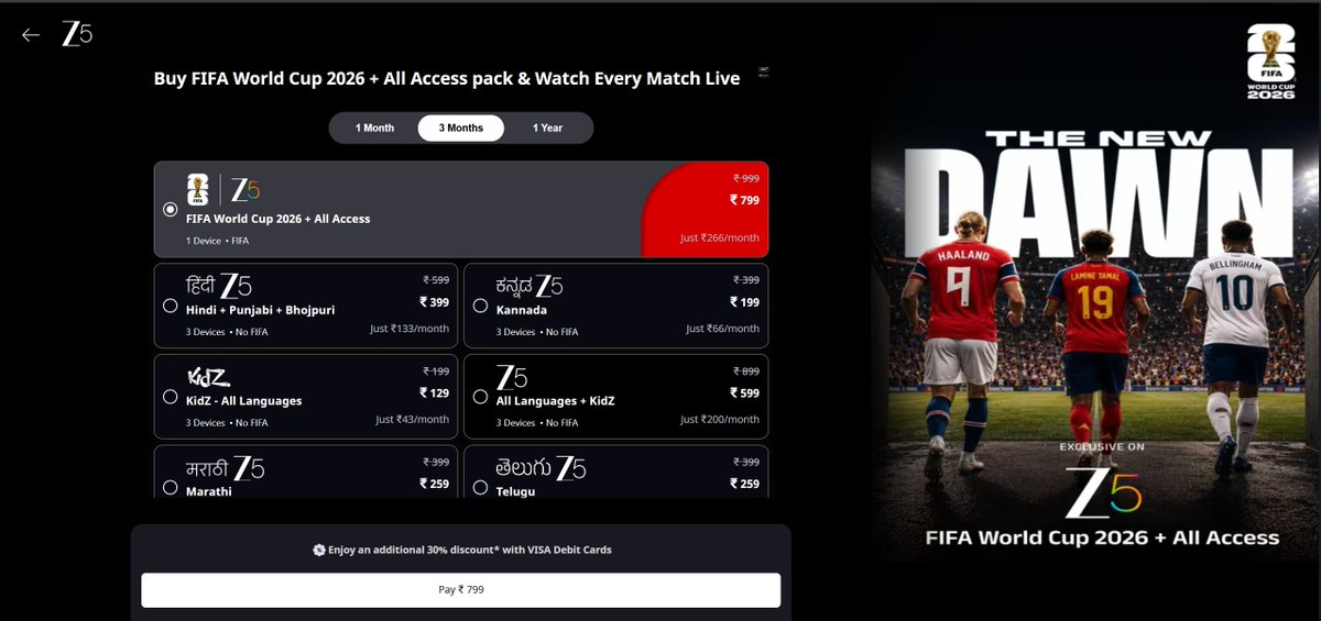 rohan_rt15's tweet photo. WTF is this @ZEE5India ?? 799 for 1 device? A few days back, it was 3, and today it's only 1? loot machake rakhi hai BC. #ZEE5FIFISCAM #ZEE5 #FIFA @FIFAWorldCup  @FIFAcom https://t.co/mKdZvPqJhJ