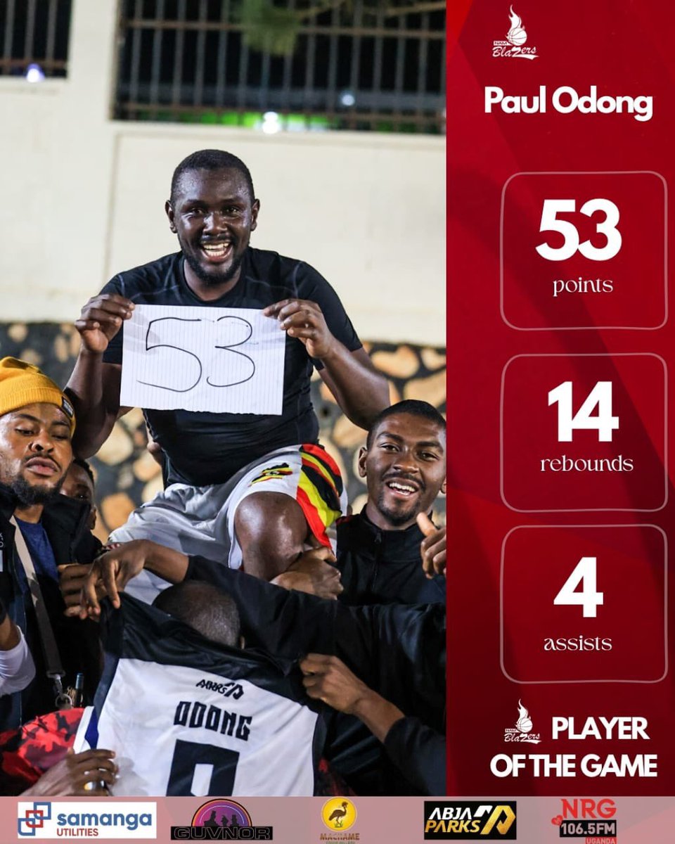 hudson_mugweri's tweet photo. JUST IN

@Namblazers Captain, Paul Odongo yesterday set up a new @NblFuba, 3 point record when he scored 15 3z against @KlaRockets 

He had 53 points, 14 Rebounds and 4 Assists,  in total in that game. 

Congratulations Paul Odongo. https://t.co/a4di0dDTDm