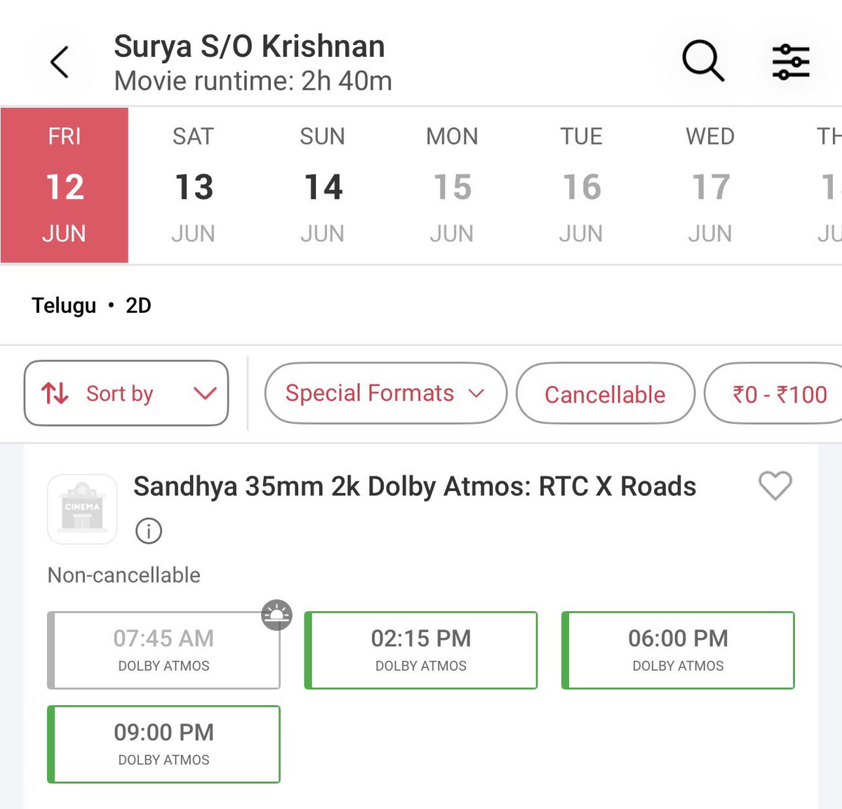 DayaArjun2's tweet photo. Sandhya35MM Regular Shows Opened Now 

Fans Show 9PM 🔥 #SuryaSonOfKrishnan https://t.co/mrrEgdOTbf