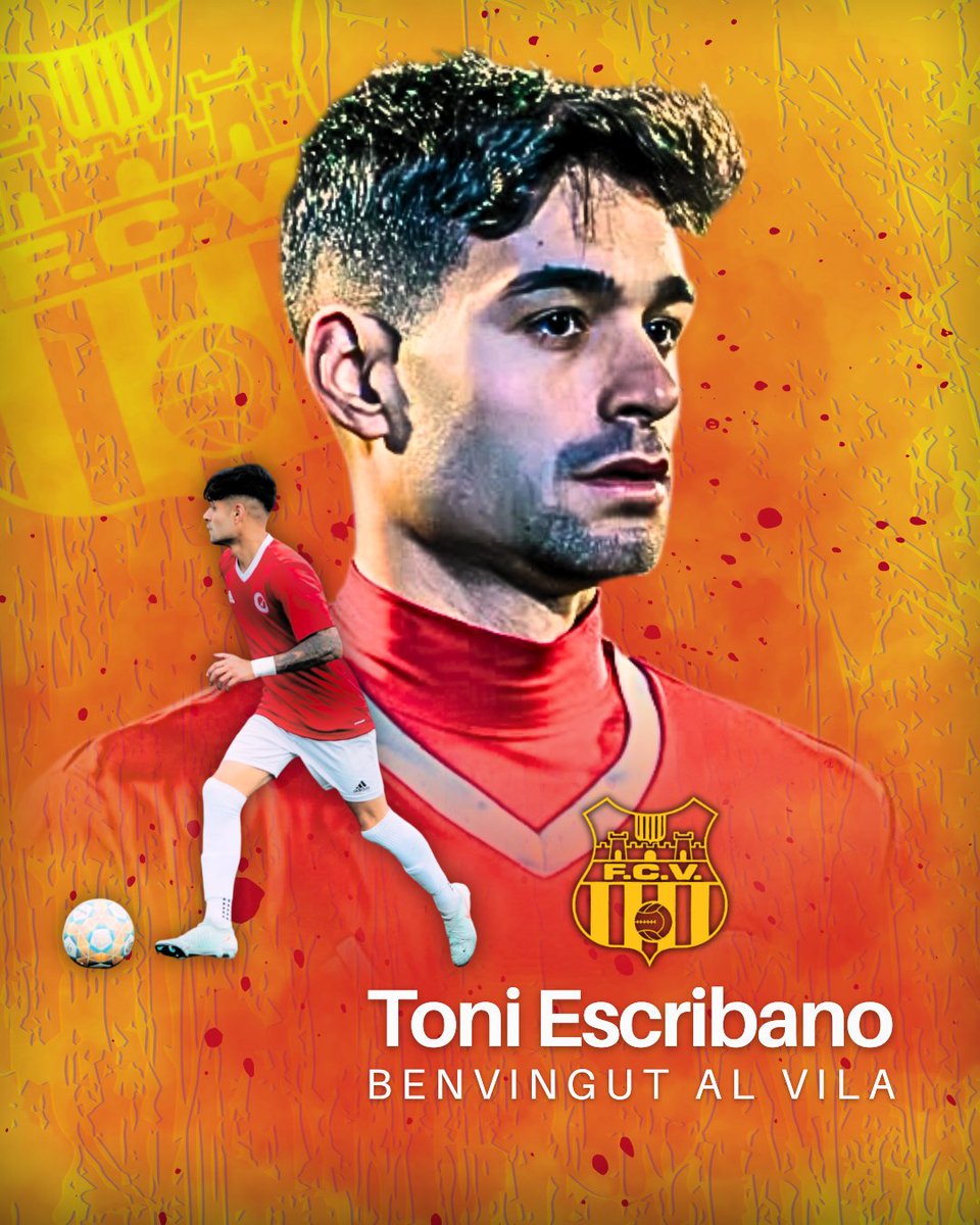 FCVilafranca's tweet photo. ✅TONI ESCRIBANO, nou jugador del FUTBOL CLUB VILAFRANCA

El degà penedesenc incorpora un experimentat lateral dret, procedent del NSA Camp Joliu, on ha militat les darreres dues temporades. 

Benvingut a Vilafranca, Toni!❤️💛 https://t.co/90jRFH00GD