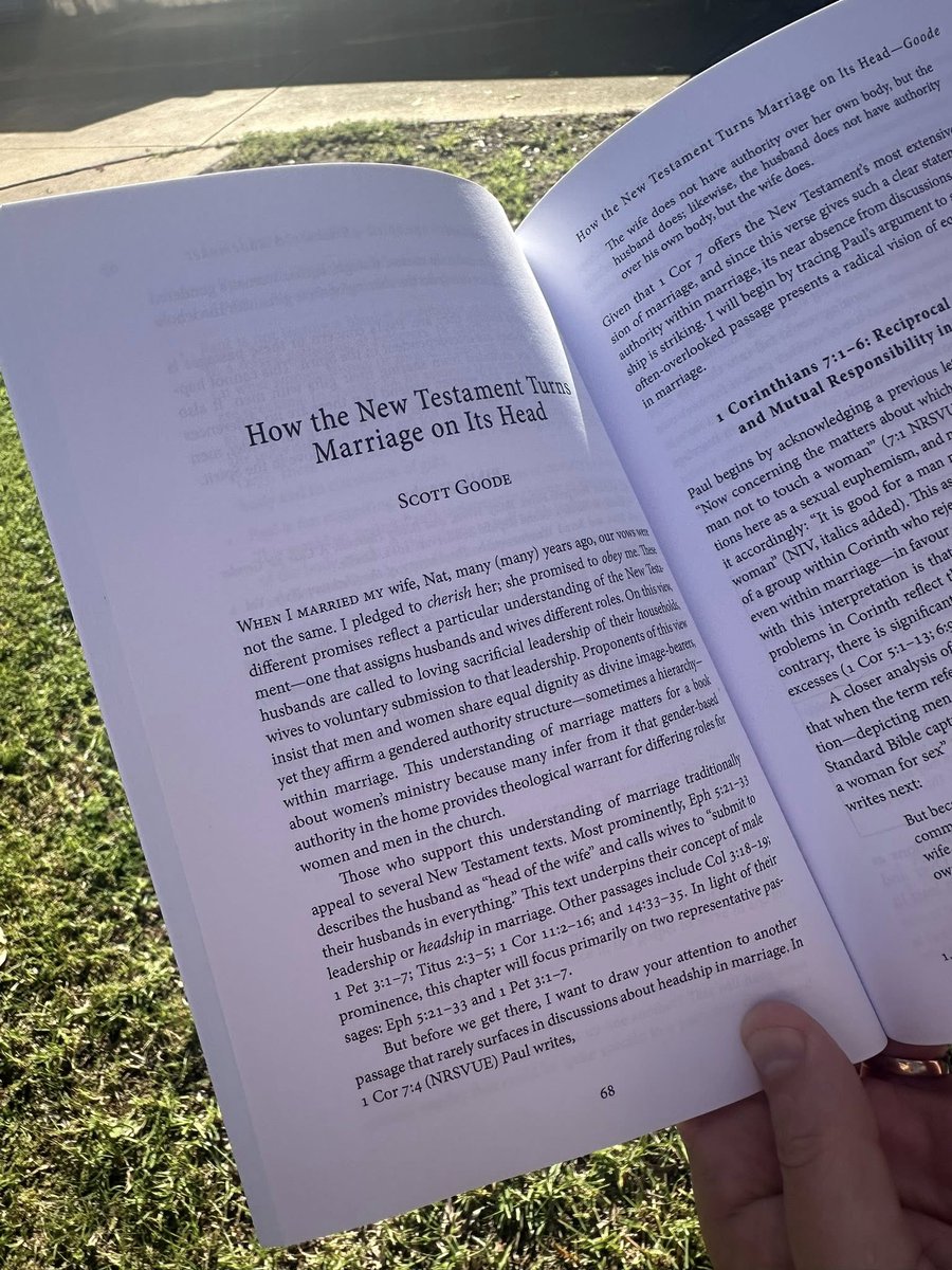 Goode_Goodie's tweet photo. New edited volume now available to which I contributed a chapter: How the New Testament Turns Marriage on Its Head. I start with 1 Cor 7:1–5, where Paul asserts the symmetrical and shared authority that spouses have over one another. https://t.co/PITyrv88PH https://t.co/QAQMm9lPyi