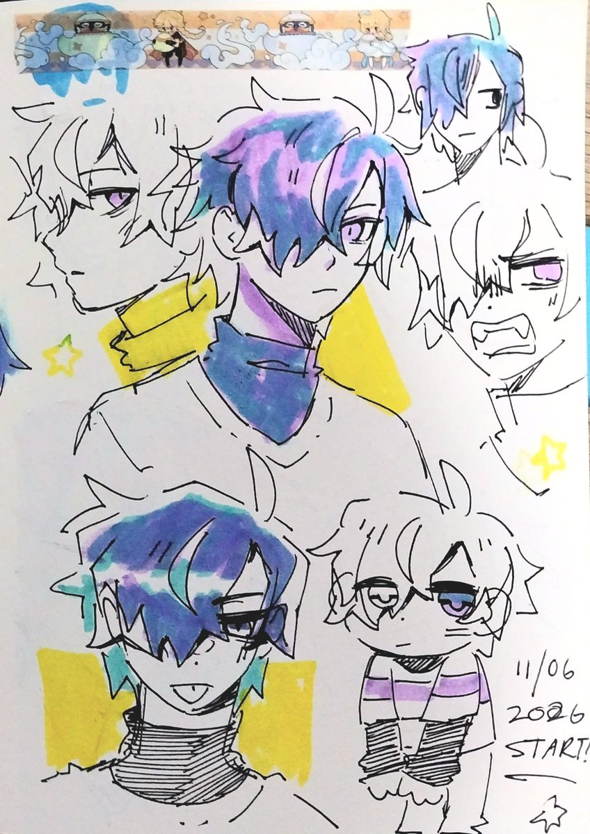 ShootnStarrfish's tweet photo. sketchbook belpees for ur troubles... (he will give u more troubles tbh but shhh)
messing around w how i wanna stylise his hair... hmm hmm!

https://t.co/KK3C5oOzHf https://t.co/q6SQoDi1IC